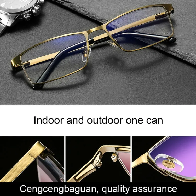 Dual-purpose Photochromic Presbyopic Glasses,  2.00D(Gold)
