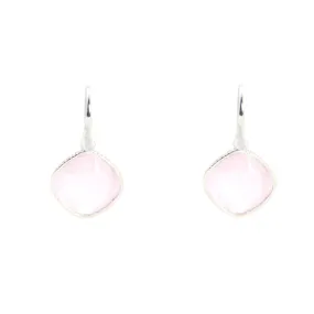 Earrings - Diamond Shape Rose Quartz & Sterling Silver