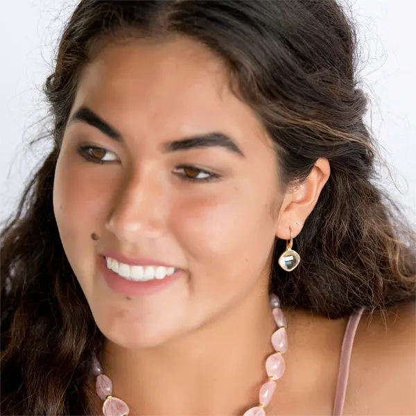 Earrings - Diamond Shape Rose Quartz & Sterling Silver