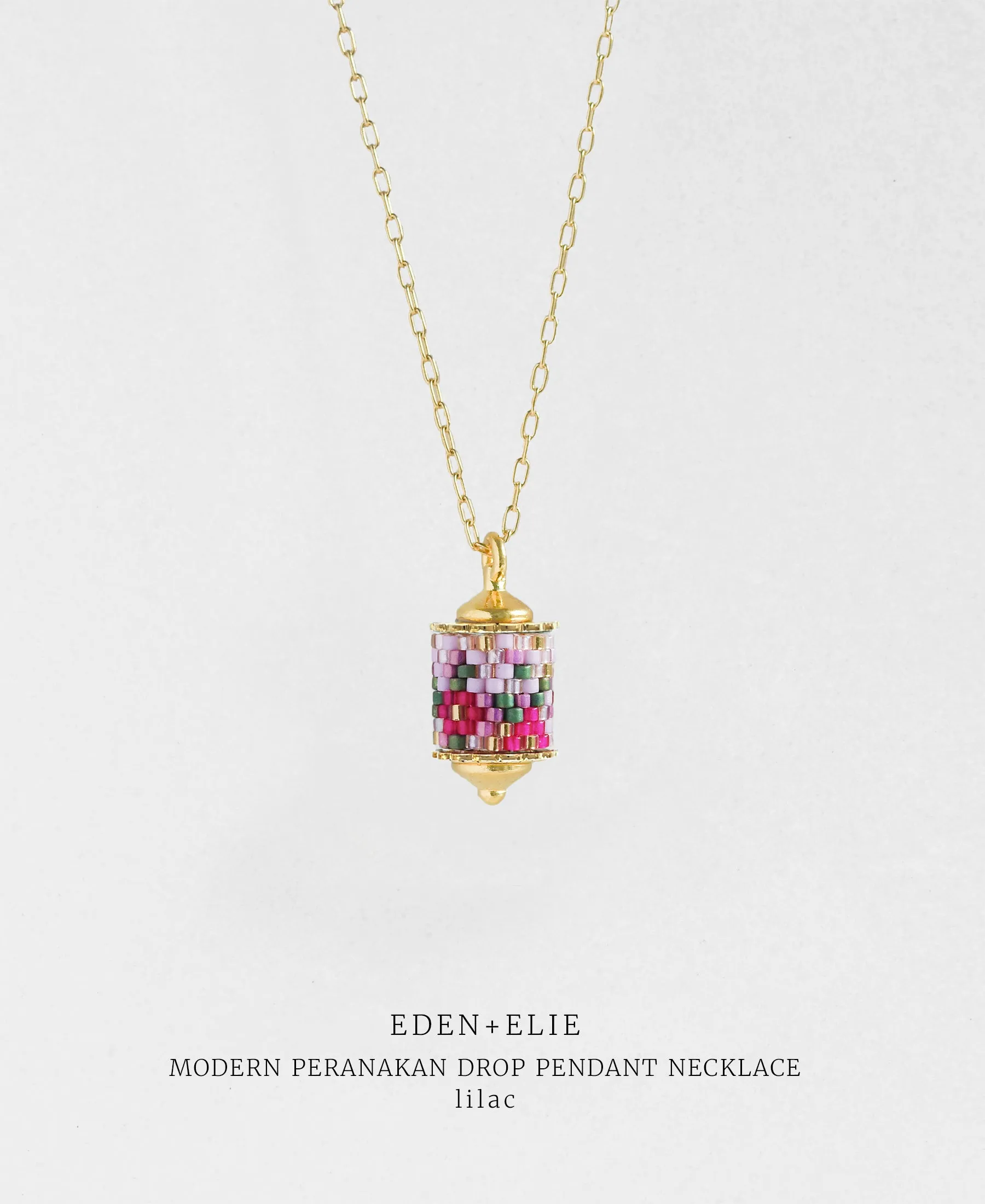 EDEN   ELIE Modern Peranakan drop pendant necklace - lilac
