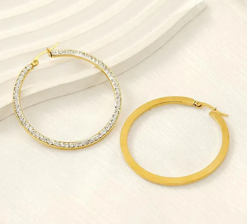 Elegant 18K Gold Plated Zircon Hoop Earrings – Perfect for Any Occasion
