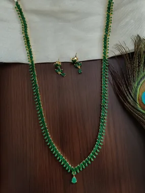 Elegant Zircon Long Set in Green Color
