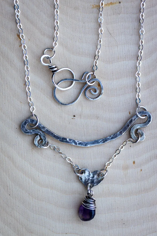 Em'z Blendz Pure Heart Necklace | Amethyst & Fine Silver