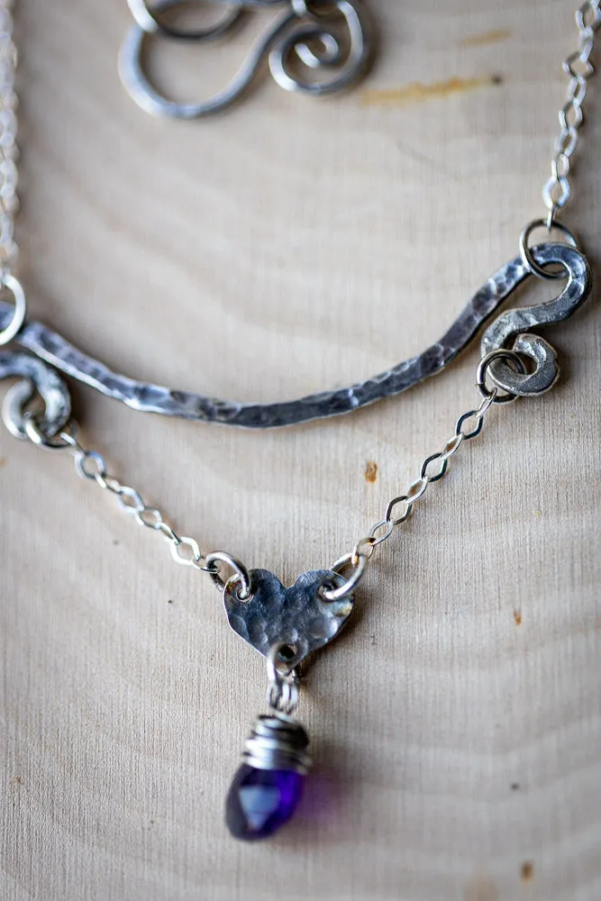 Em'z Blendz Pure Heart Necklace | Amethyst & Fine Silver