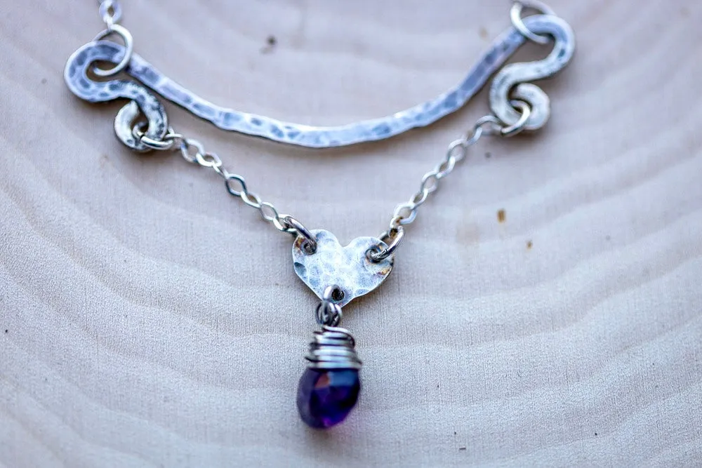 Em'z Blendz Pure Heart Necklace | Amethyst & Fine Silver