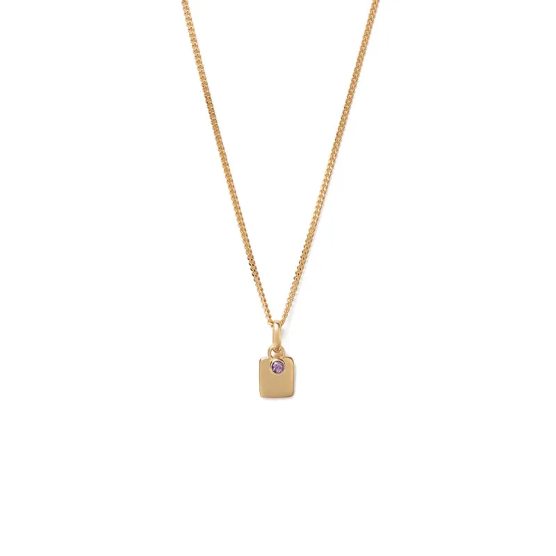 ENGRAVABLE AMETHYST BIRTHSTONE NECKLACE (FEBRUARY)