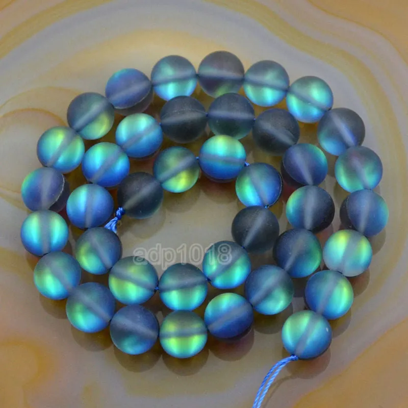 Enhanced Quartz Labradorite Frosted Gemstone Round Loose Beads on a 15.5" Strand