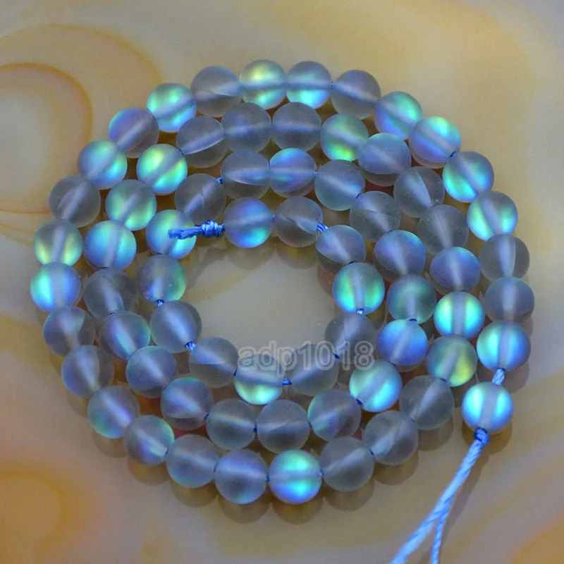 Enhanced Quartz Labradorite Frosted Gemstone Round Loose Beads on a 15.5" Strand