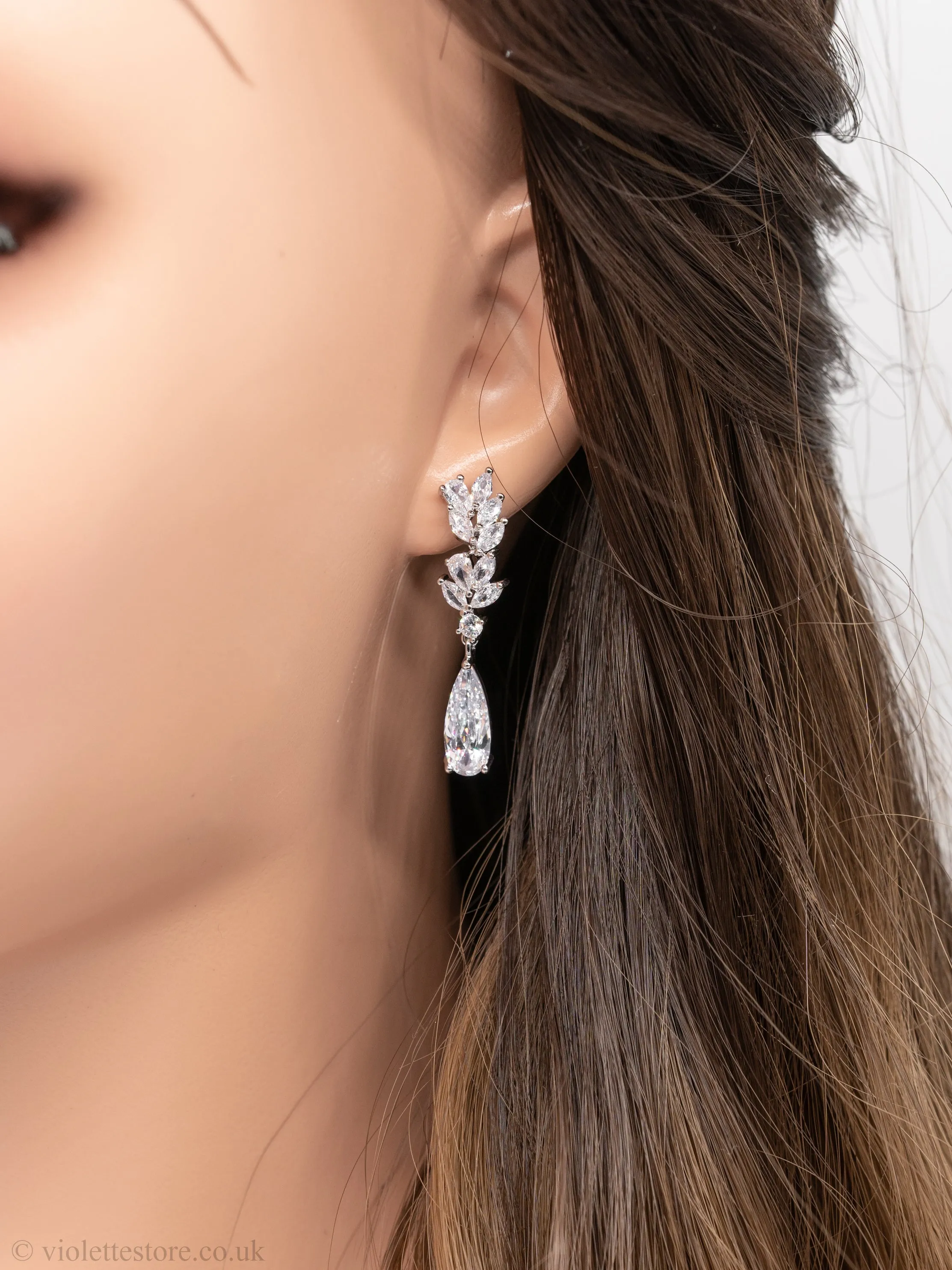 Erin CZ Silver Earrings