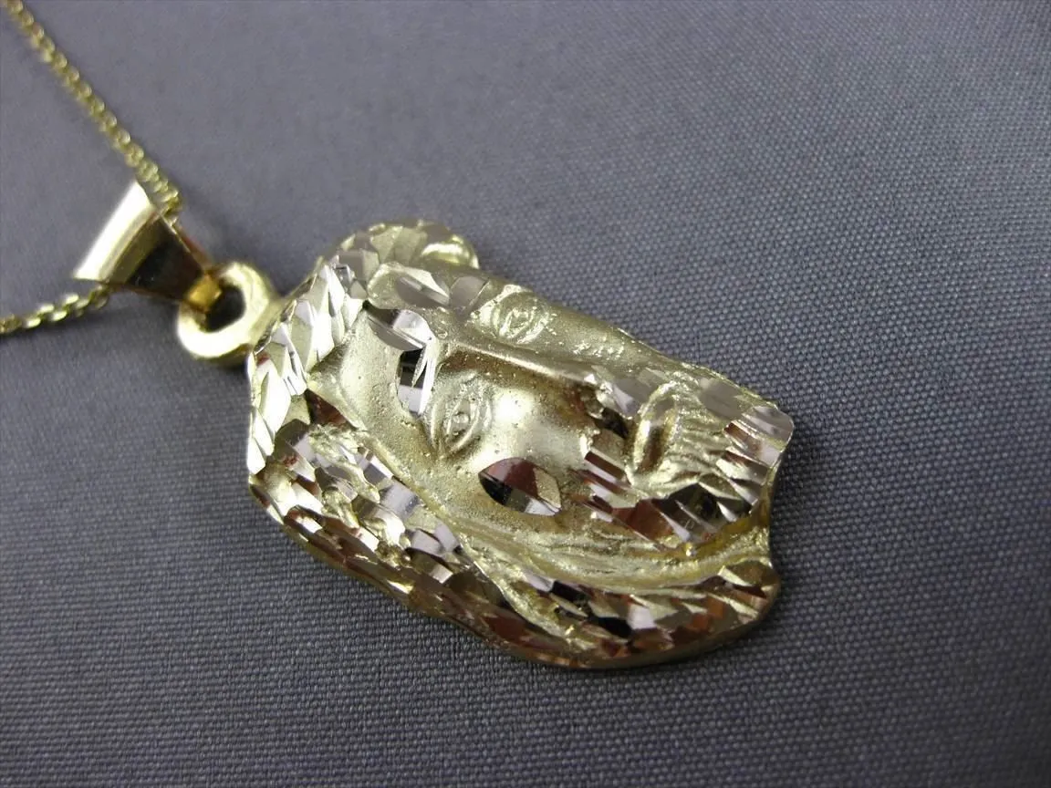 ESTATE LARGE 14KT YELLOW GOLD 3D HANDCRAFTED CHRIST HEAD PENDANT & CHAIN #24029