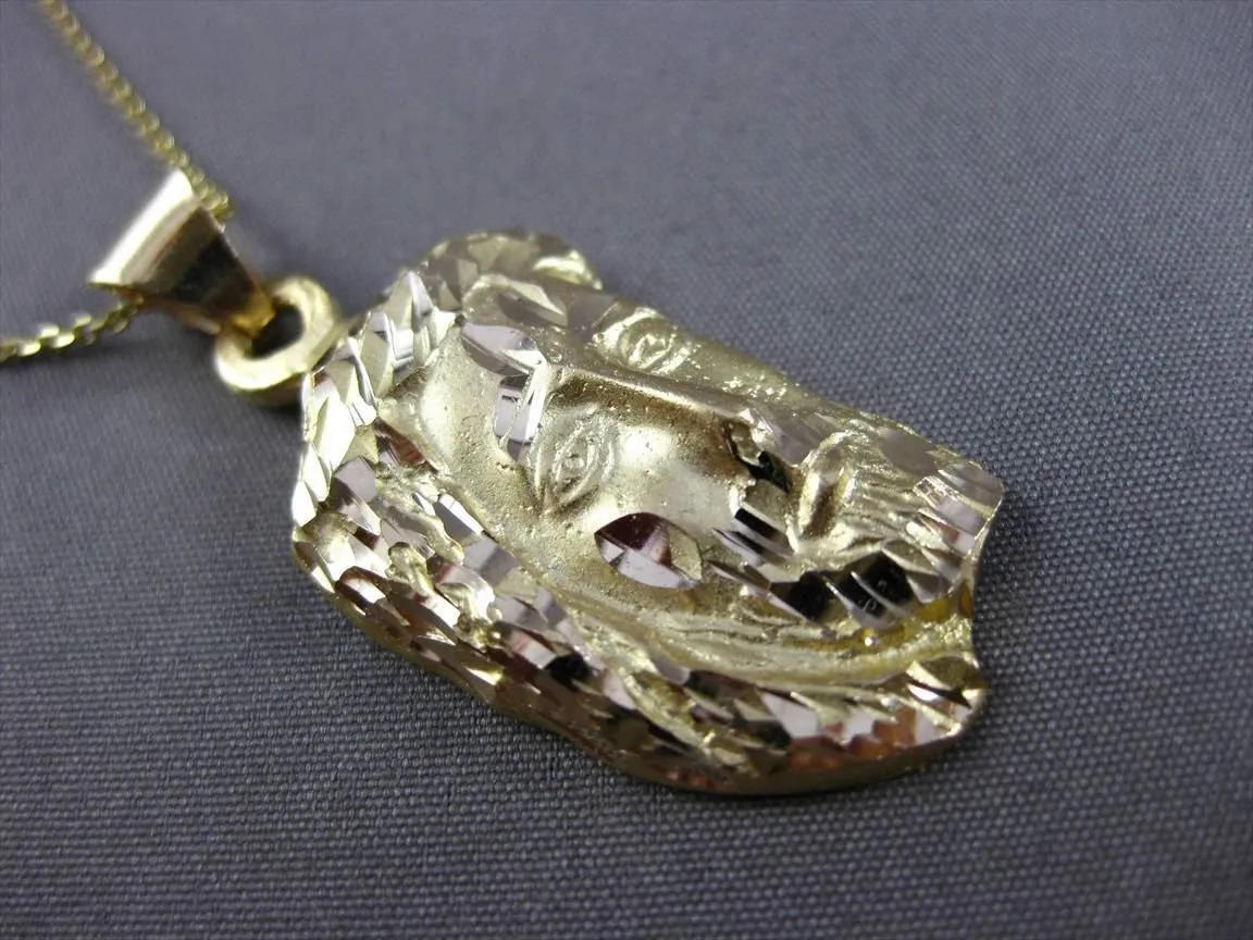 ESTATE LARGE 14KT YELLOW GOLD 3D HANDCRAFTED CHRIST HEAD PENDANT & CHAIN #24029