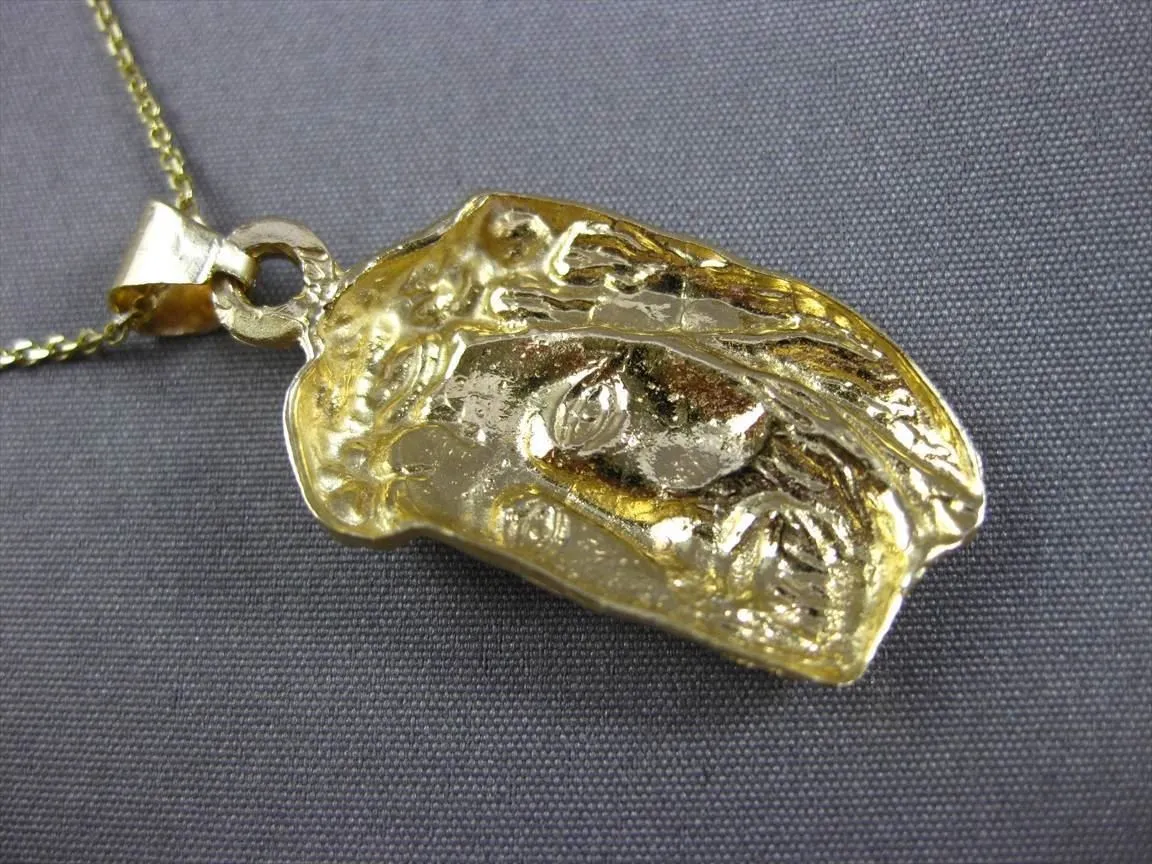 ESTATE LARGE 14KT YELLOW GOLD 3D HANDCRAFTED CHRIST HEAD PENDANT & CHAIN #24029
