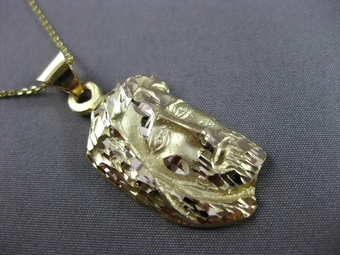 ESTATE LARGE 14KT YELLOW GOLD 3D HANDCRAFTED CHRIST HEAD PENDANT & CHAIN #24029