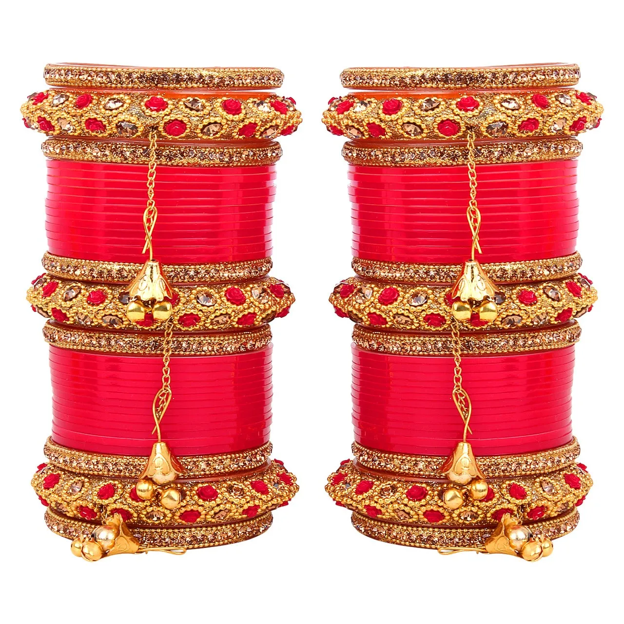 Exclusive Collection Full Bridal Red and Gold Thread Chura Set for Girls