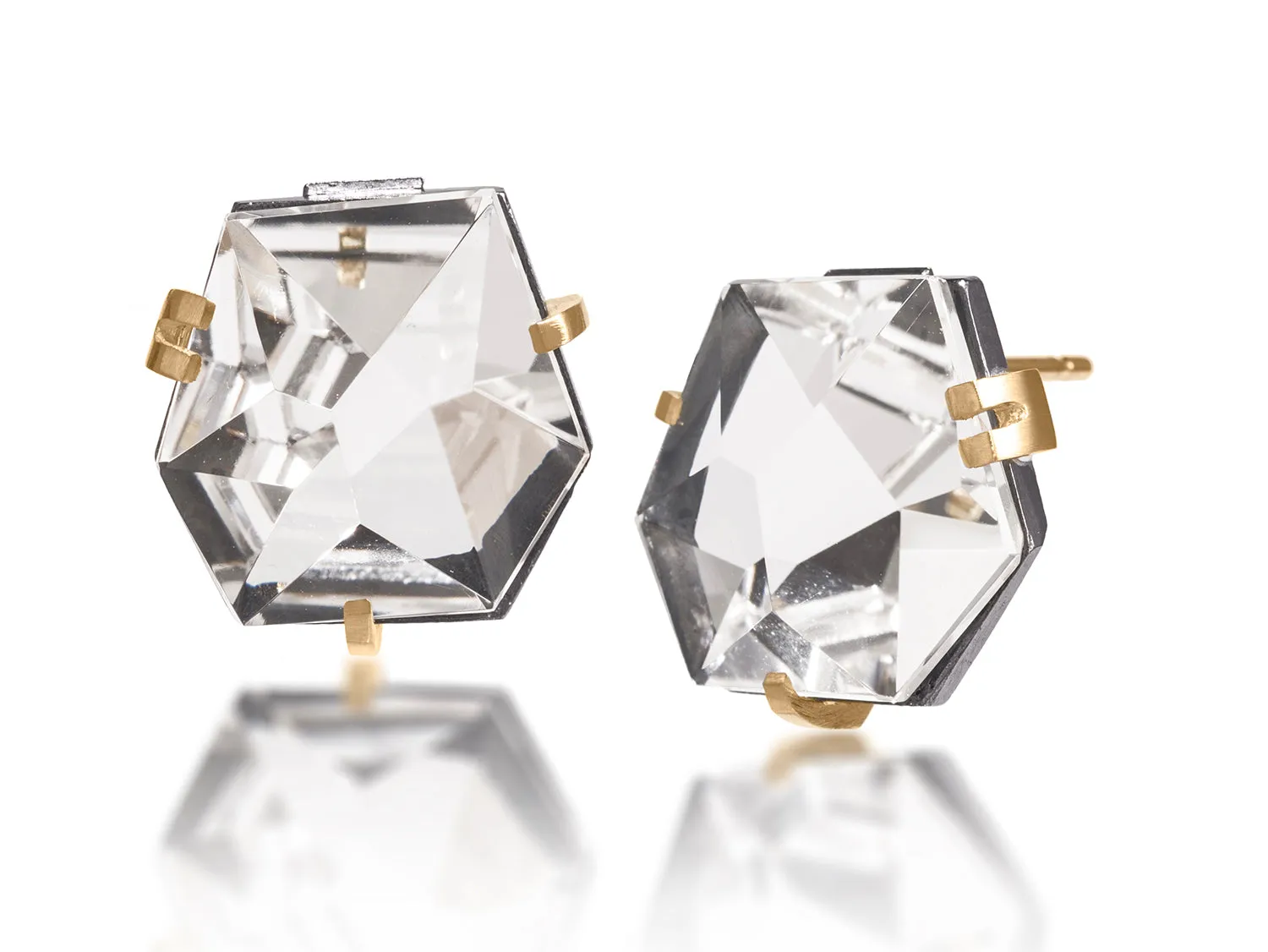 Faceted Colorless Quartz Stud Earrings (Small)