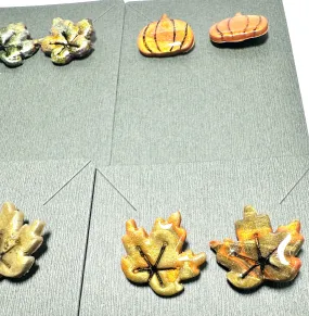 Fall Earrings Polymer Clay/ Pumpkin Earrings/ Leaf Earrings