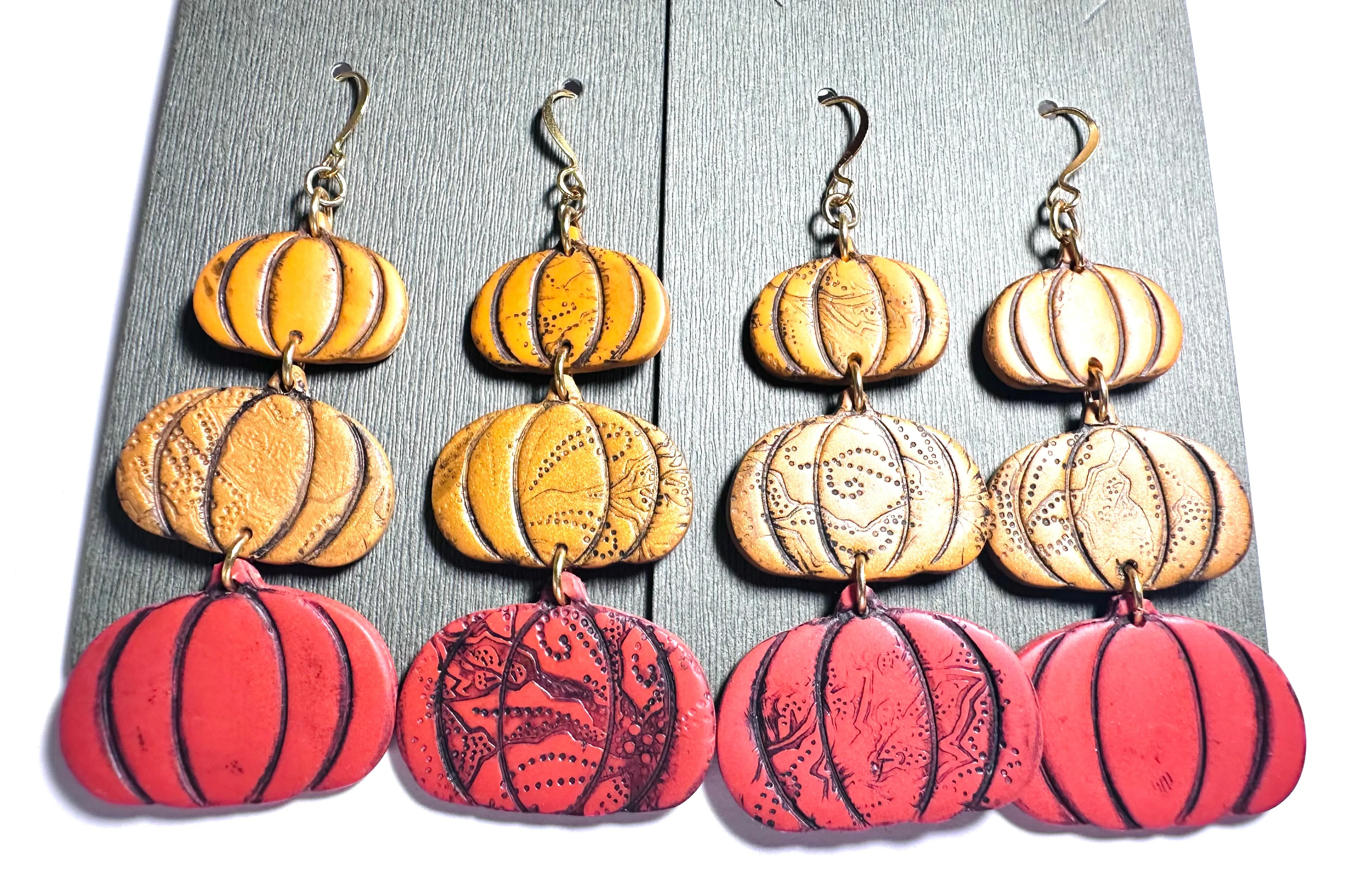 Fall Earrings Polymer Clay/ Pumpkin Earrings/ Leaf Earrings