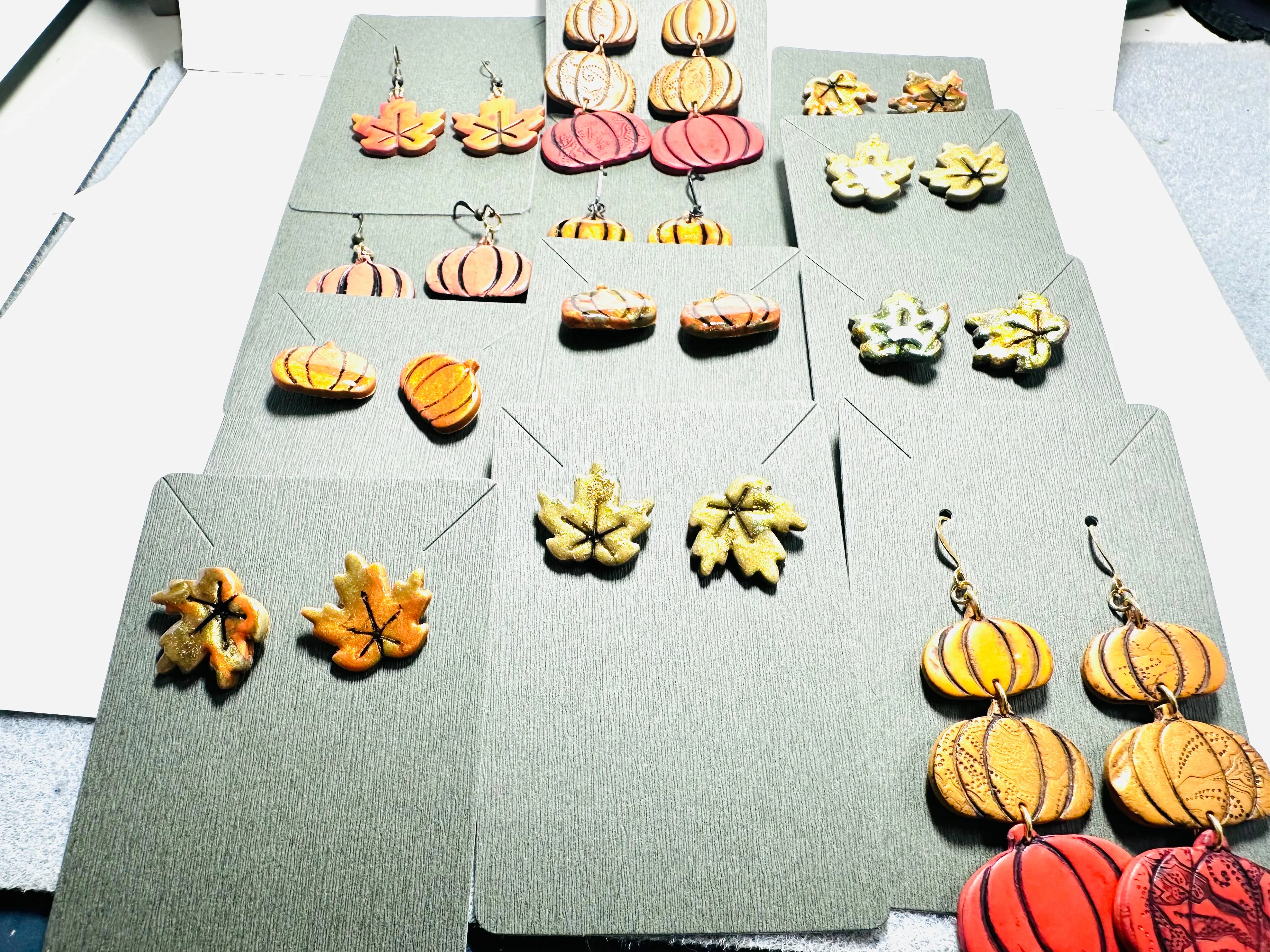Fall Earrings Polymer Clay/ Pumpkin Earrings/ Leaf Earrings