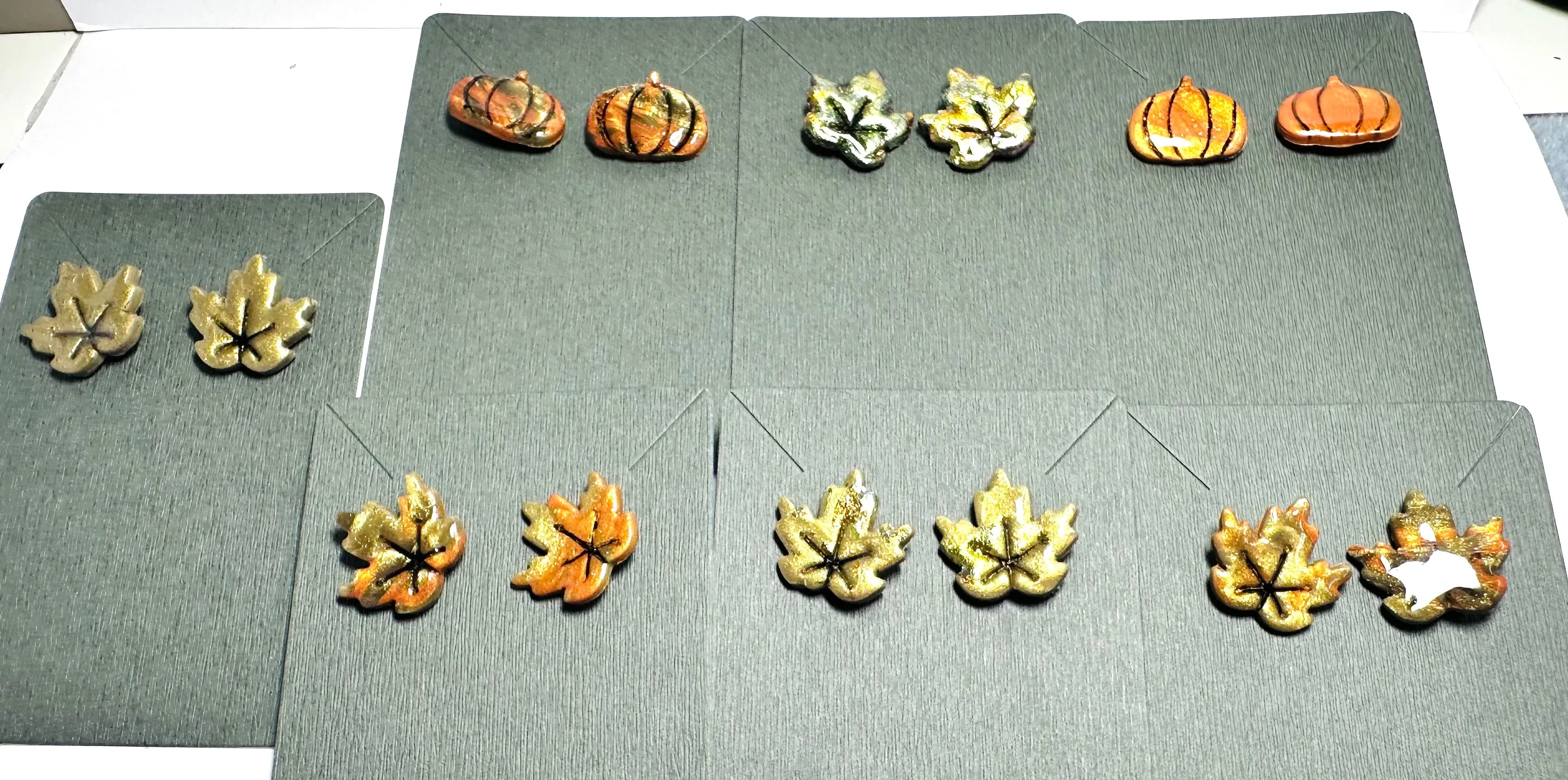 Fall Earrings Polymer Clay/ Pumpkin Earrings/ Leaf Earrings