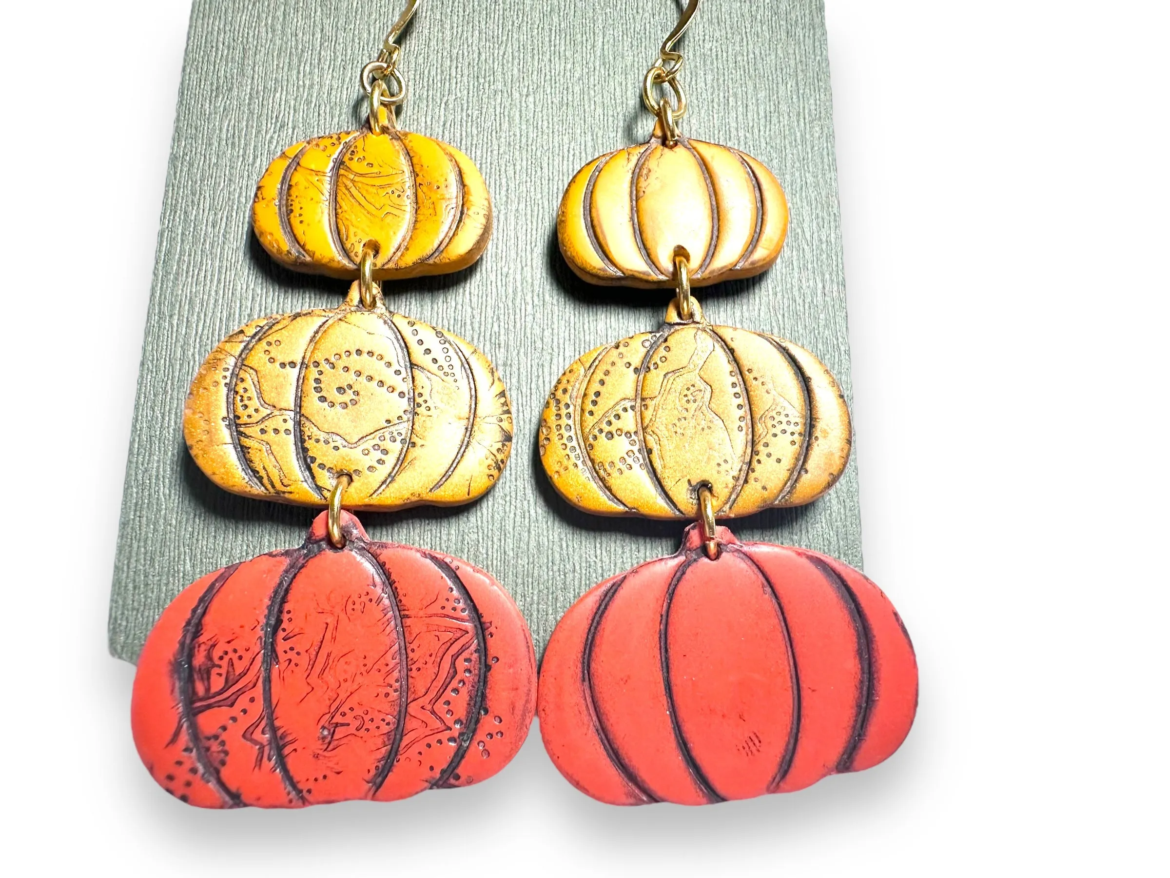 Fall Earrings Polymer Clay/ Pumpkin Earrings/ Leaf Earrings