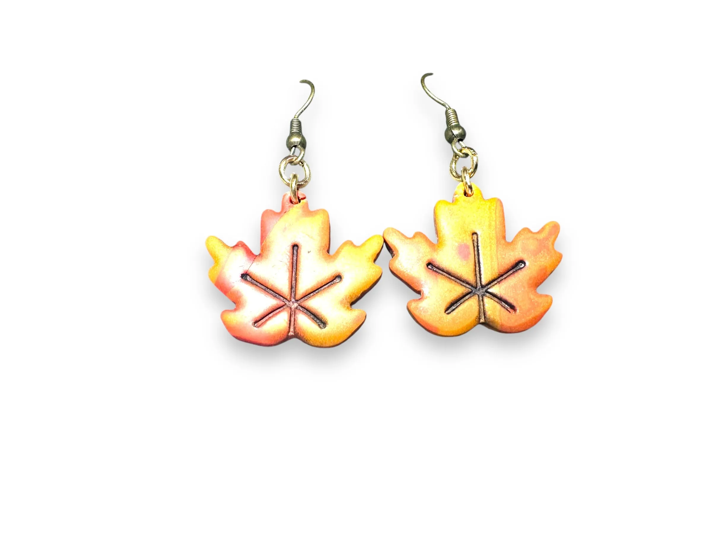 Fall Earrings Polymer Clay/ Pumpkin Earrings/ Leaf Earrings