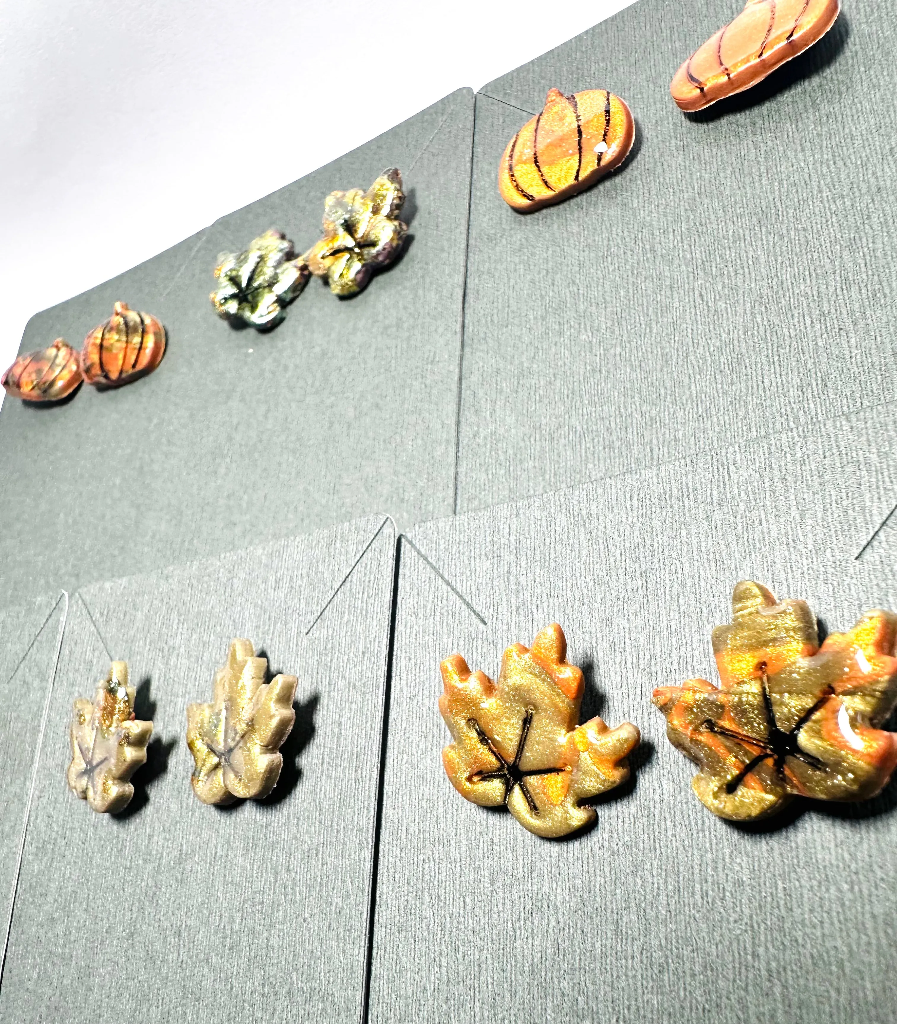 Fall Earrings Polymer Clay/ Pumpkin Earrings/ Leaf Earrings