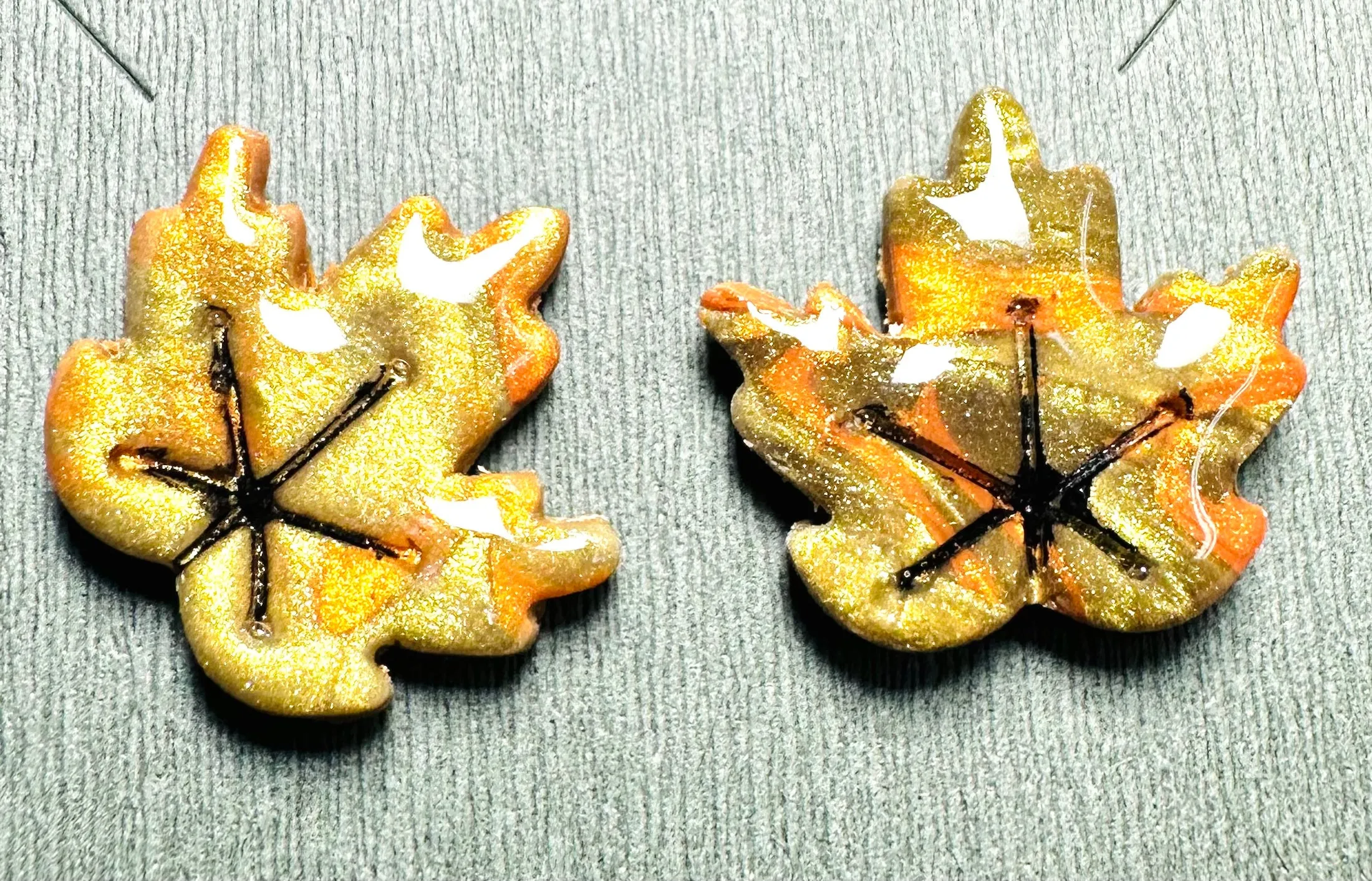 Fall Earrings Polymer Clay/ Pumpkin Earrings/ Leaf Earrings