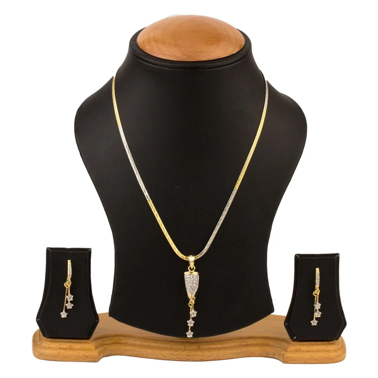 Fancy White Pearl Studded Pendant Necklace with earring For Women and Girls