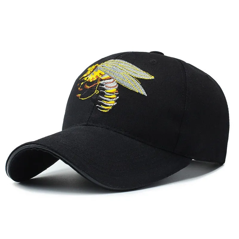 Fashion Bee 3D Embroidery Women Men Baseball Caps Female Male Sport Visors Snapback Hat Black Cool Sun Cap Hat For Women Men