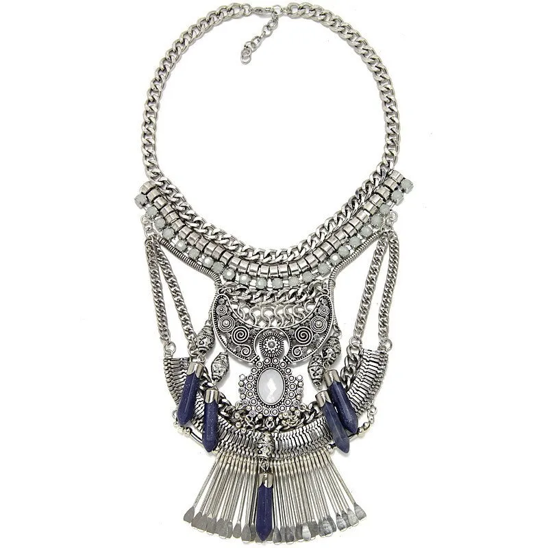Fashion Hot Sale Vintage Boho Crystal Collares Statement Necklaces & Pendants Long Choker Maxi Necklaces Women Jewelry