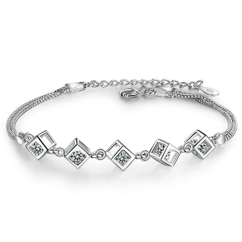 Fashion Jewelry Cube Zircon Jewelry Set for Her in 925 Sterling Silver