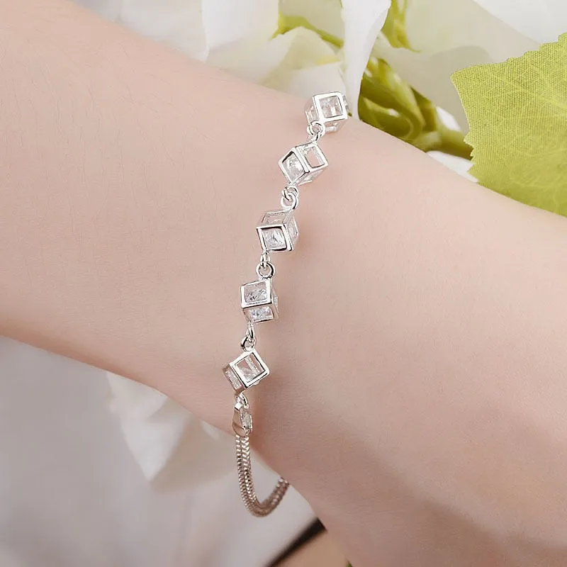 Fashion Jewelry Cube Zircon Jewelry Set for Her in 925 Sterling Silver