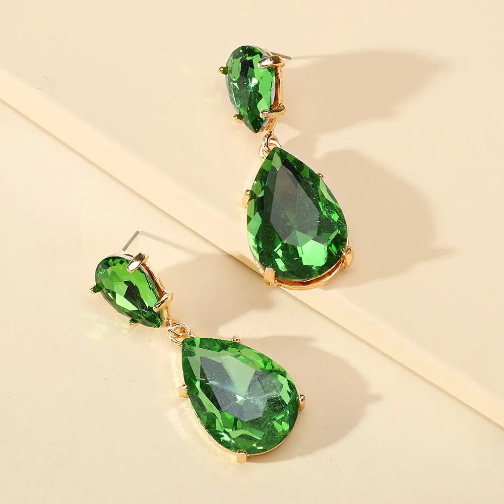 Fashion Water Drop Glass Dangle Earrings