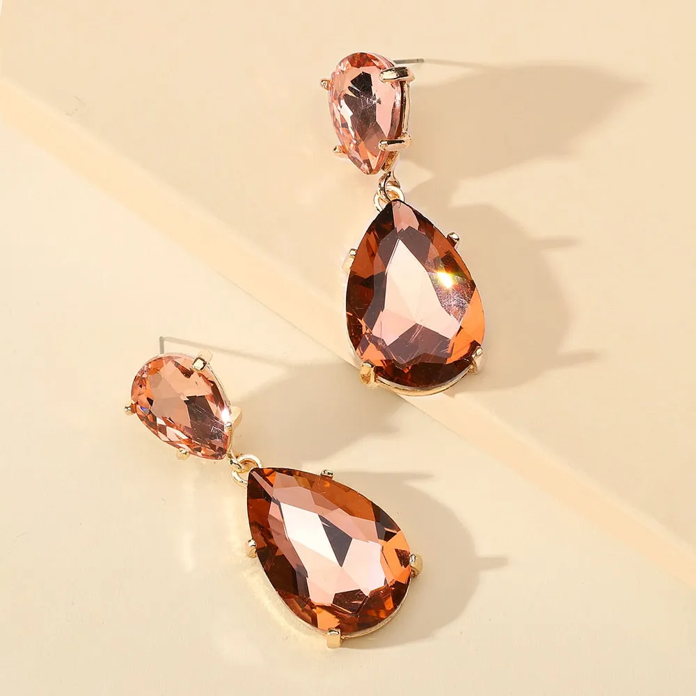 Fashion Water Drop Glass Dangle Earrings