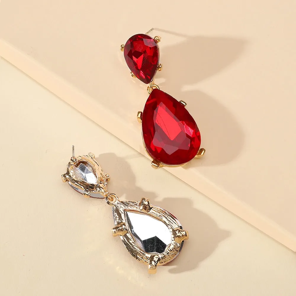 Fashion Water Drop Glass Dangle Earrings