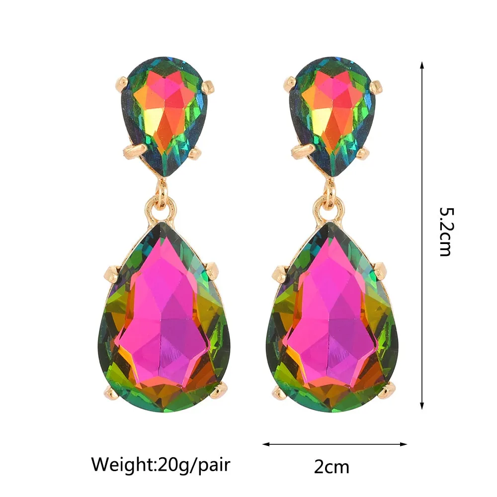 Fashion Water Drop Glass Dangle Earrings