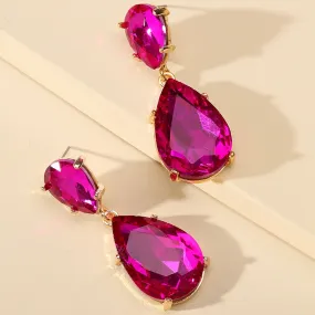 Fashion Water Drop Glass Dangle Earrings