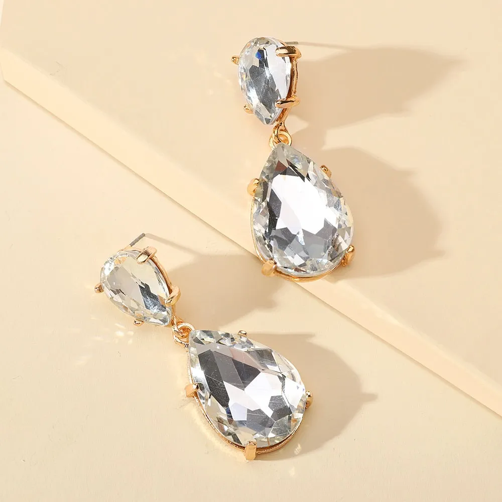Fashion Water Drop Glass Dangle Earrings