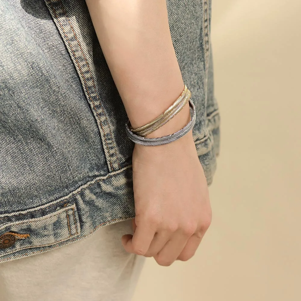 Feather Open Bangle