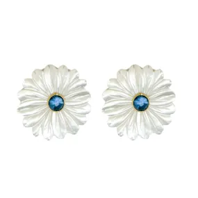 Fleur Blue Quartz Earrings - Clip On