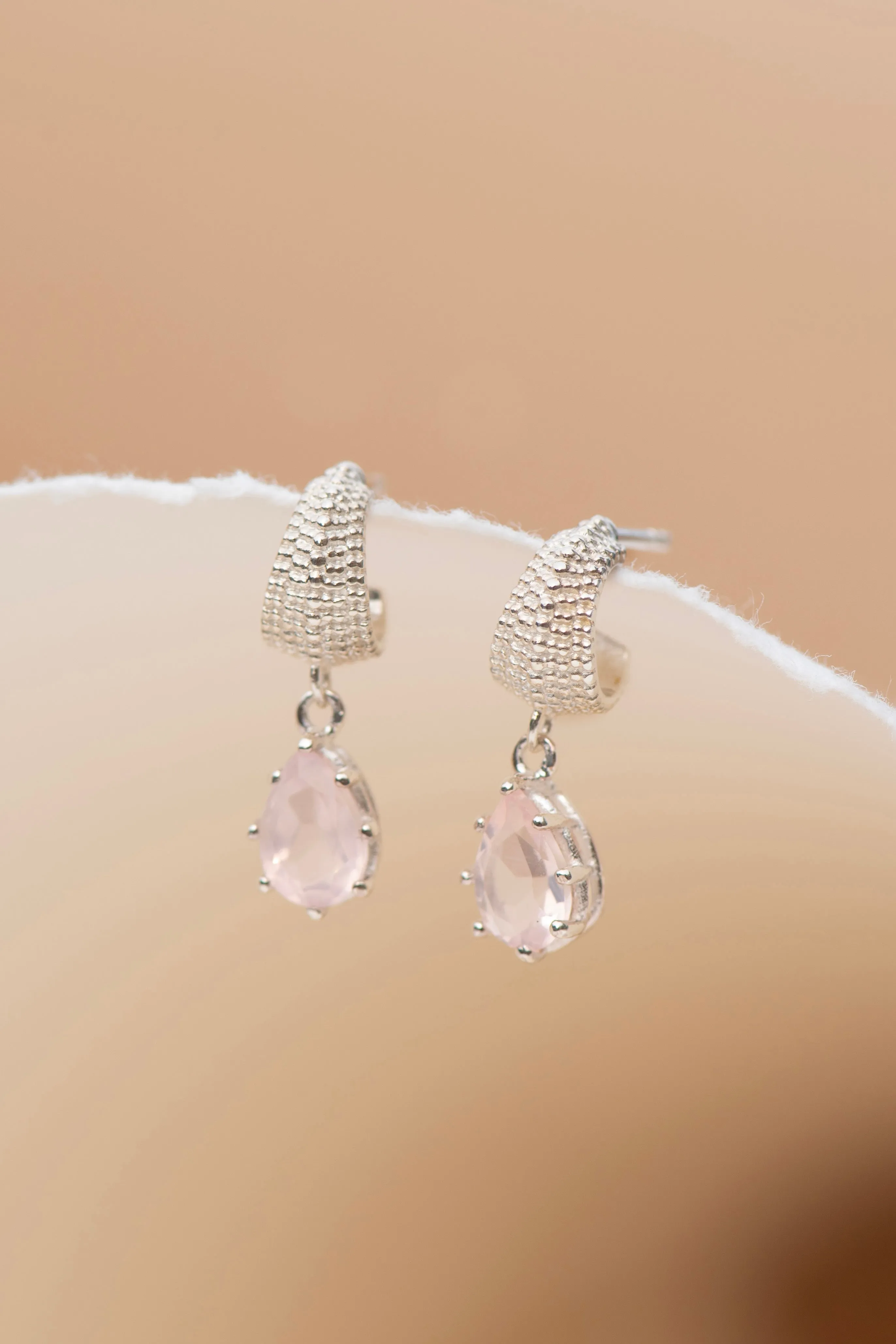 Fleur Earrings with Rose Quartz | Sterling Silver