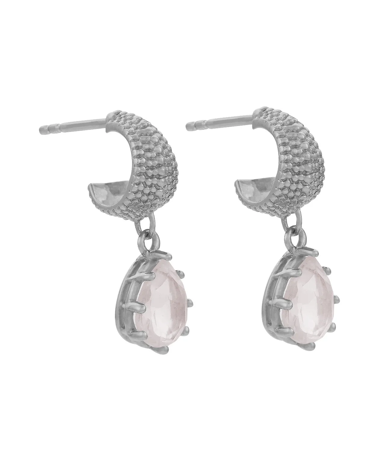 Fleur Earrings with Rose Quartz | Sterling Silver