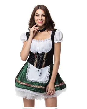 Forest Green Velour Oktoberfest Dress OCW61