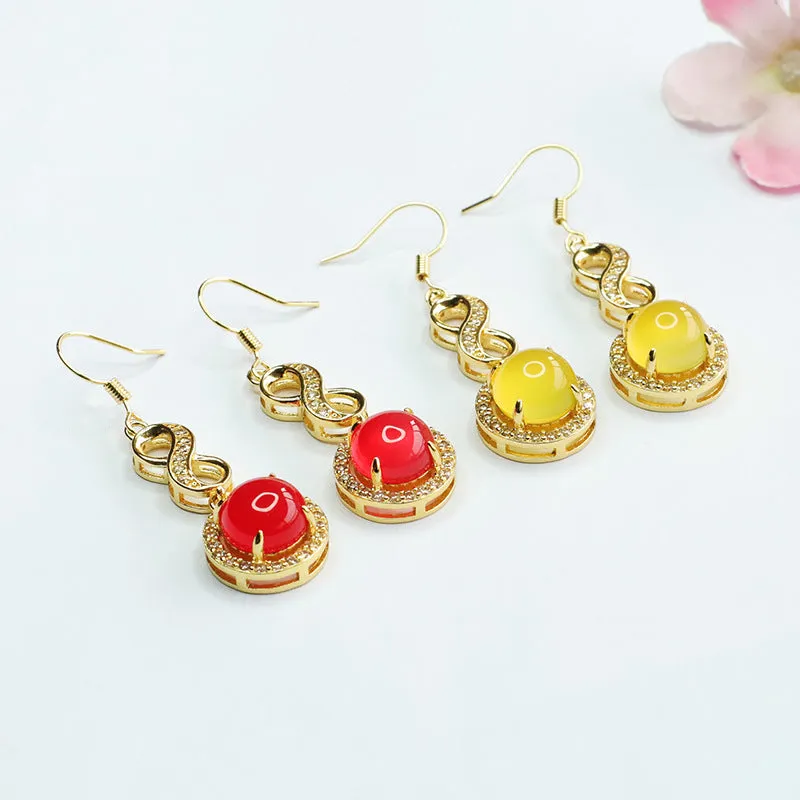 Fortune's Favor Sterling Silver Agate and Chalcedony Earrings with Zircon Accents