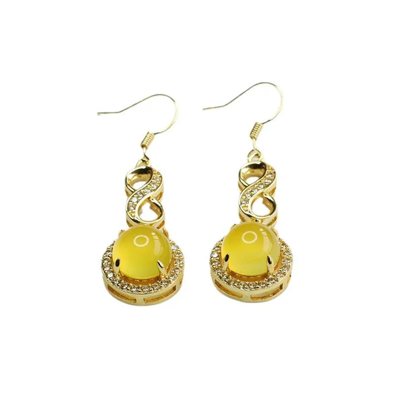 Fortune's Favor Sterling Silver Agate and Chalcedony Earrings with Zircon Accents