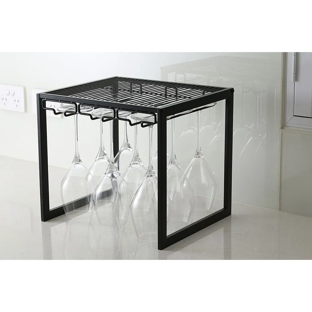 Freestanding Wine Glass Rack Matte Black