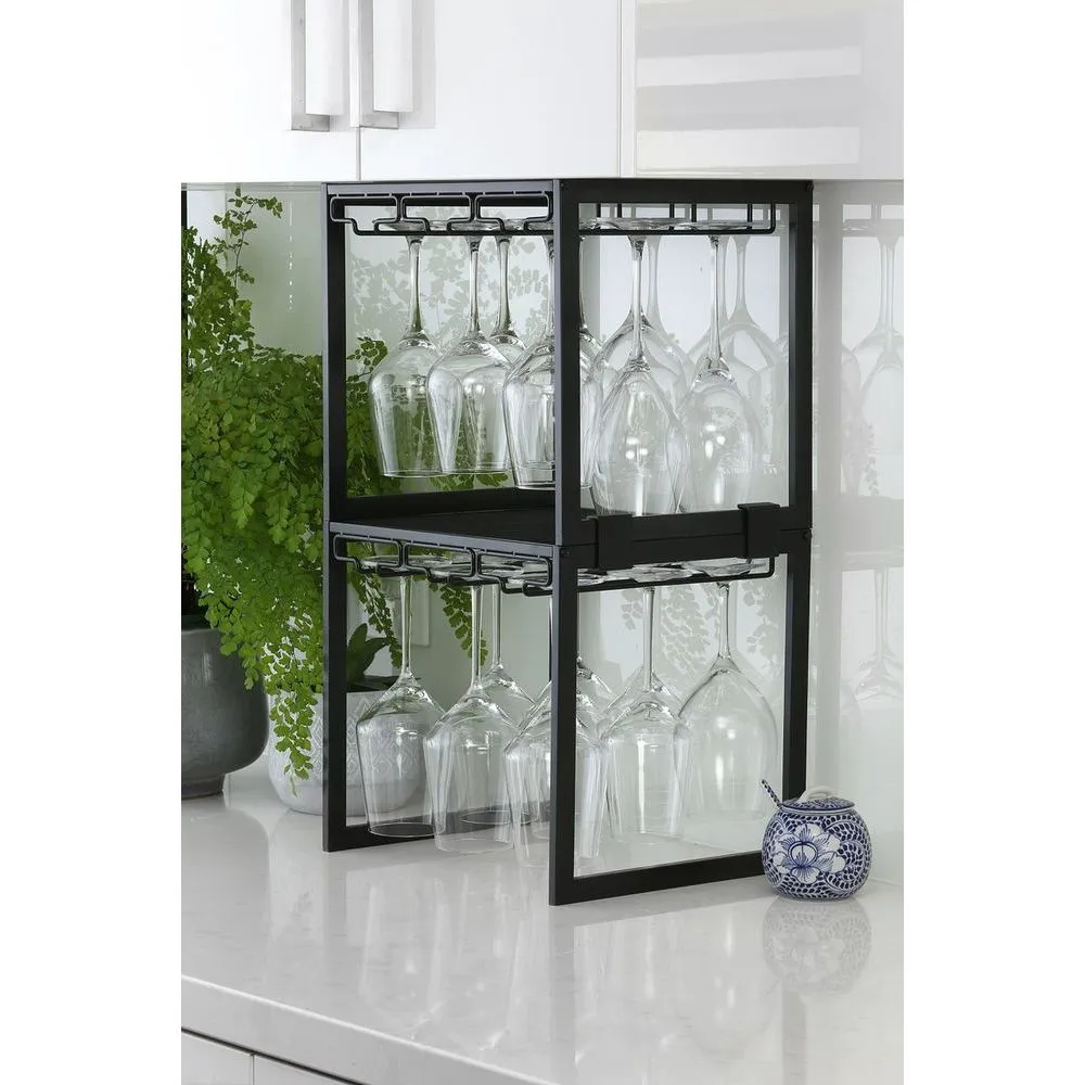 Freestanding Wine Glass Rack Matte Black