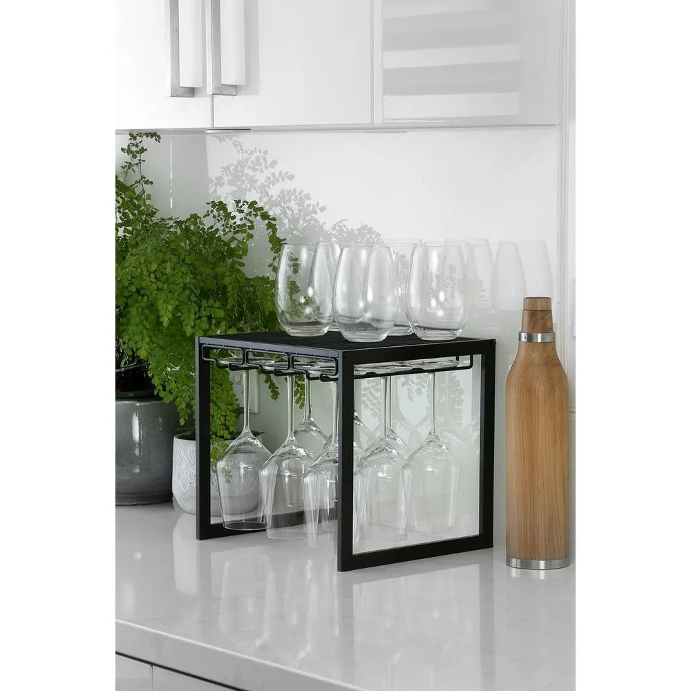 Freestanding Wine Glass Rack Matte Black
