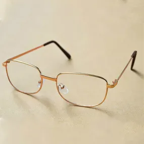 Full Metal Frame Resin Lenses Presbyopic Glasses Reading Glasses  4.00D(Gold)