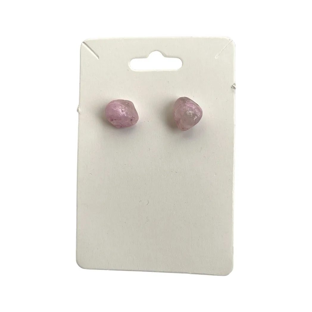 Gemstone Chip Stud Earrings, 1x1cm, Rose Quartz